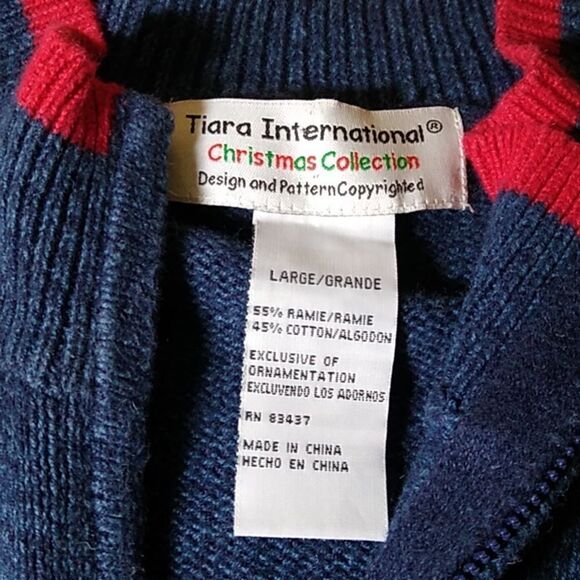 Tiara International Christmas Collection Women's Lg Beaded Snowmen Sweater - Picture 2 of 10